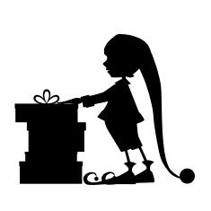 235x235 Elf Silhouette And Christmas Gifts Vector Art Illustration 2016