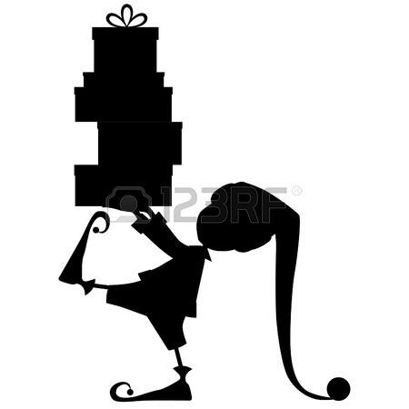 450x450 Cartoon Elfe Elf Silhouette Und Weihnachtsgeschenke Weihnachten