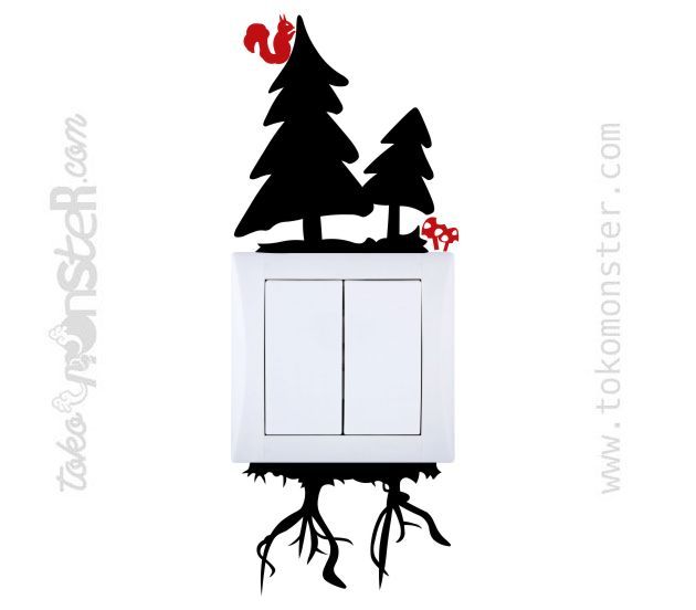 630x552 Tokomonster Christmas Tree Cute Squirrel Light Switch Wall Art