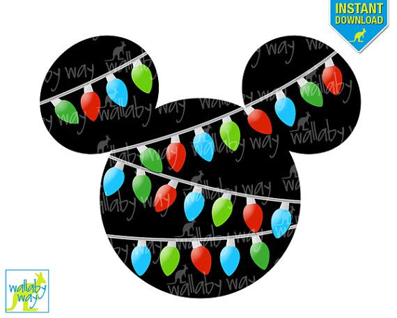 570x456 Christmas Lights Mickey Printable Iron On Transfer Or Use As Clip