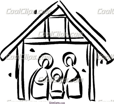 375x342 Manger Scene Silhouette Clipart