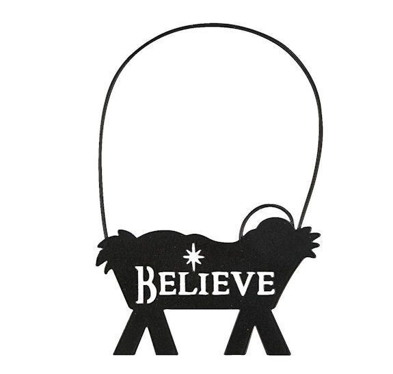 575x547 3 Baby Jesus Silhouette Metal Christmas Tree Ornament Believe Star