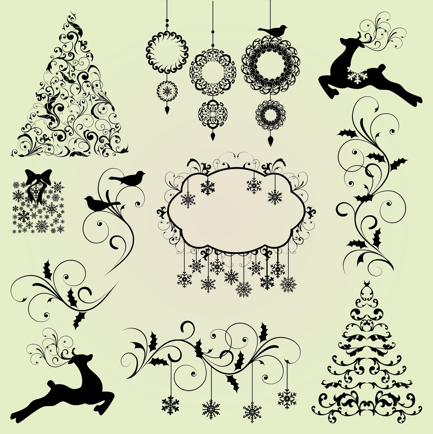 1499x1500 Clip Art Christmas Tree Silhouette Clip Art
