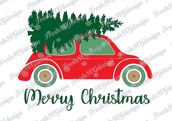 570x403 Christmas Truck Svg, Red Truck With Christmas Tree Svg, Clipart