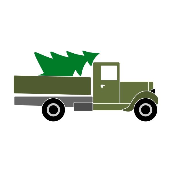 600x600 Christmas Tree Truck Silhouette Cuttable Design