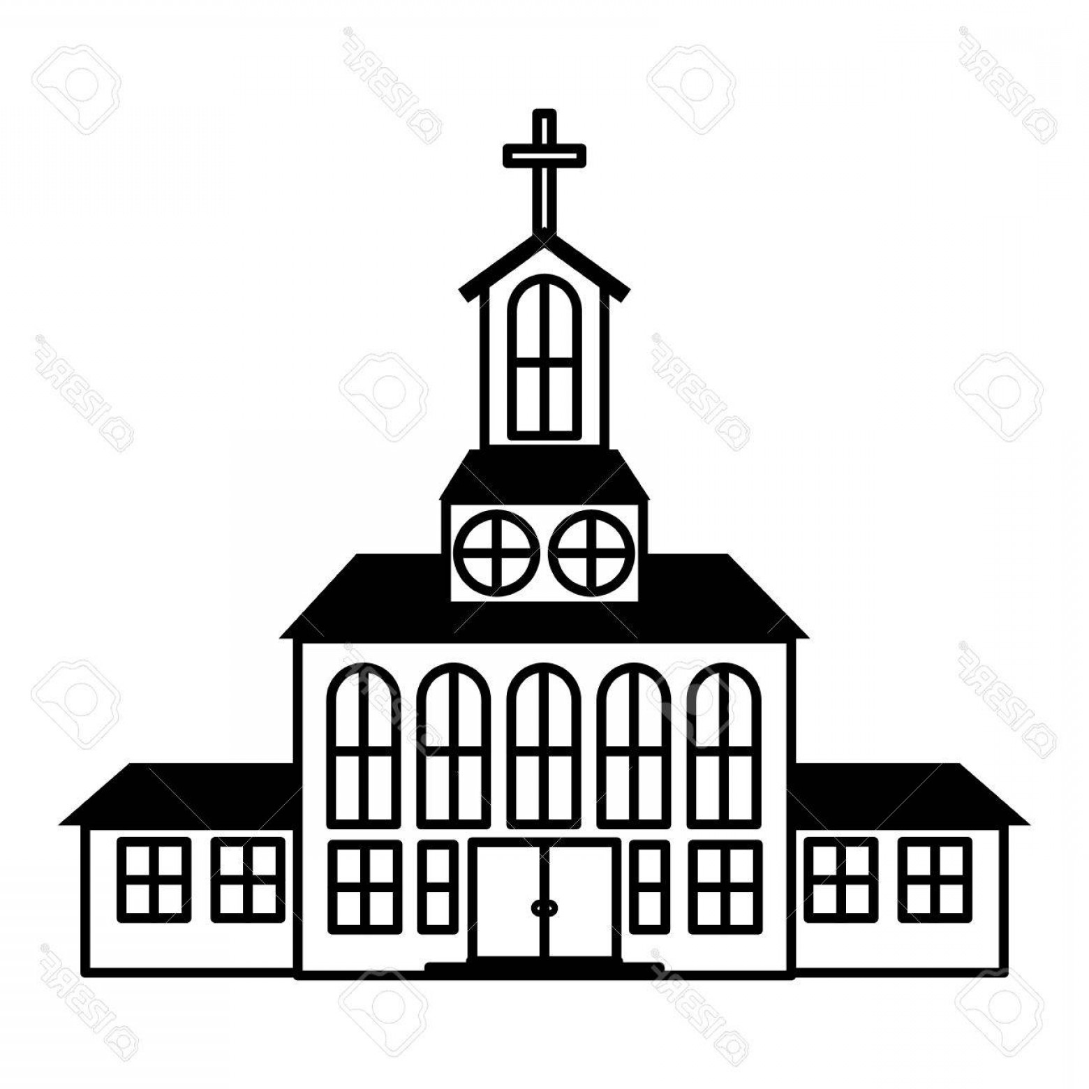 1560x1560 Photostock Vector Silhouette Of Church Building Icon Over White