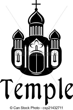 310x470 Religious Temple Or Church Icon. Black And White Silhouette