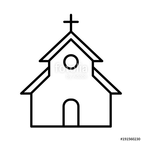 500x500 Church Vector Icon. Flat Simple Outline Icon. Easter Concept. Eps