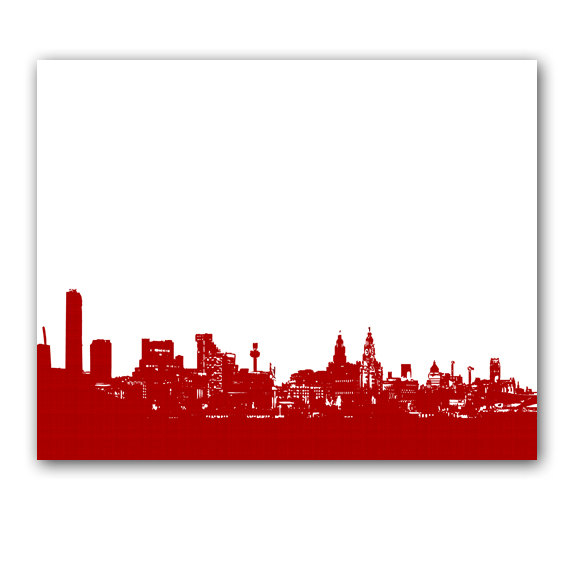 570x570 Liverpool Skyline In Red Fine Art Print Modern Decor Wall Art