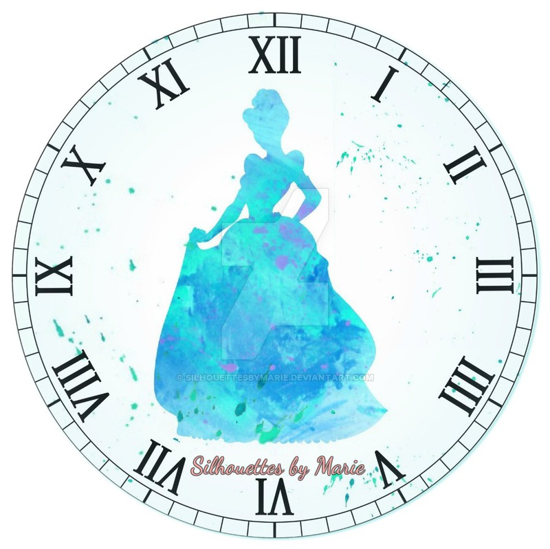 800x799 Cinderella Watercolor Clock By Silhouettesbymarie