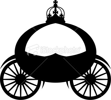 380x344 Cinderella Carriage Silhouettes. Princess Crown Stock Images