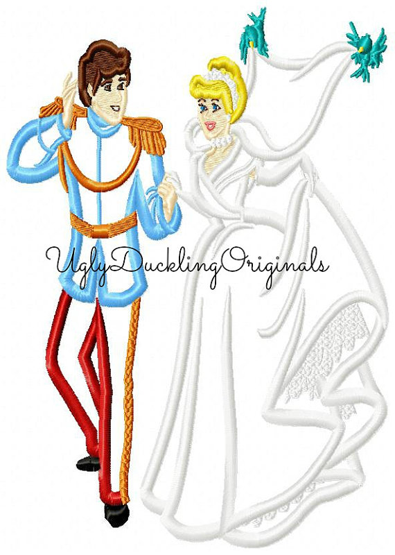 570x800 Cinderella Prince Charming Wedding Machine Embroidery Applique