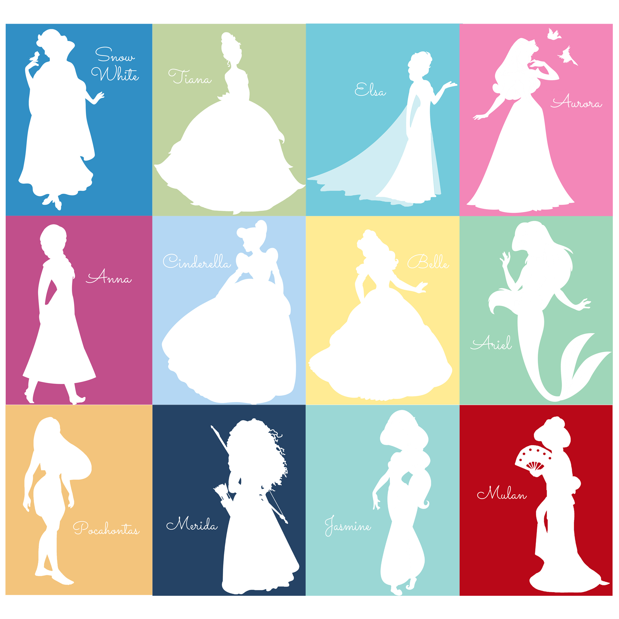 2400x2400 Free Disney Princess Silhouette Prints