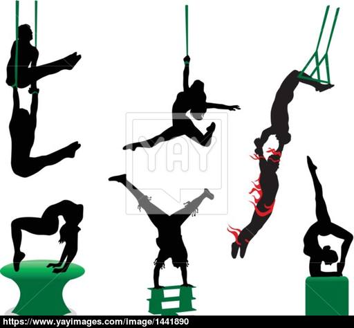 512x474 Acrobats And Jugglers Silhouette Vector