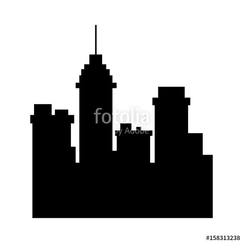 500x500 Silhouette Building Urban City Town Skyscraper Vector Illustration