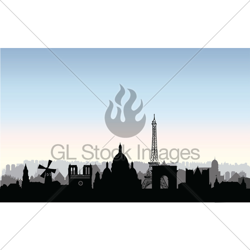 500x500 Paris City Buildings Silhouette. French Urban Landscape. Gl