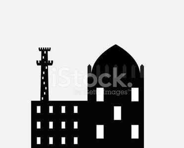 372x299 Silhouette Of Arab Buildings, Sea, Premium Clipart