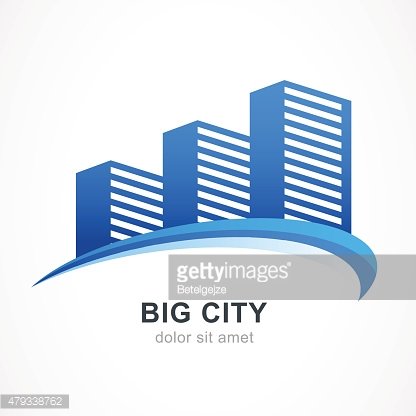 416x416 Blue City Buildings Vector Logo Design Premium Clipart