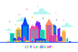 160x106 Urban Landscape In Flat Style. City Skyline Vector Illustration
