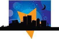 206x135 City Skyline Landscape Silhouette Vector Set, Clip Art