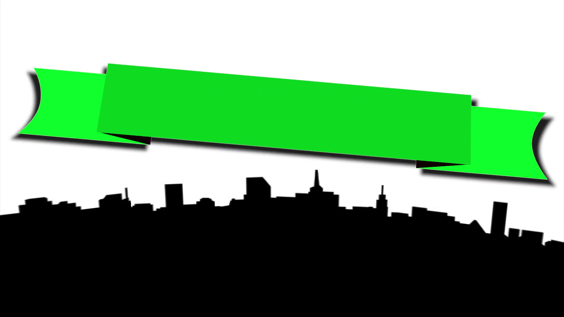 1920x1080 Green Screen Banner Over City Silhouette Motion Background