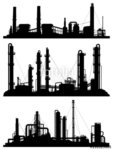 375x500 Silhouettes Of Units For Industrial Zone. Stock Image And Royalty
