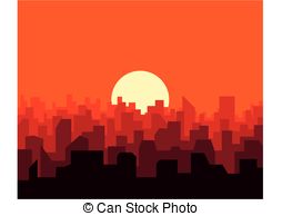 254x194 City Skyline Background. Poster Template With Urban Vector
