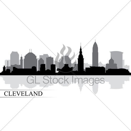 500x500 Cleveland City Skyline Silhouette Background Gl Stock Images