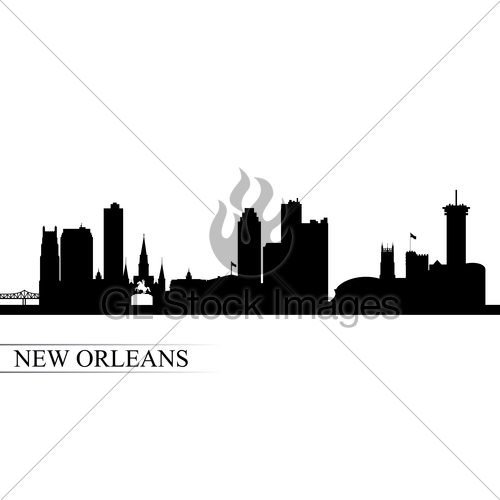 500x500 New Orleans City Skyline Silhouette Background Gl Stock Images