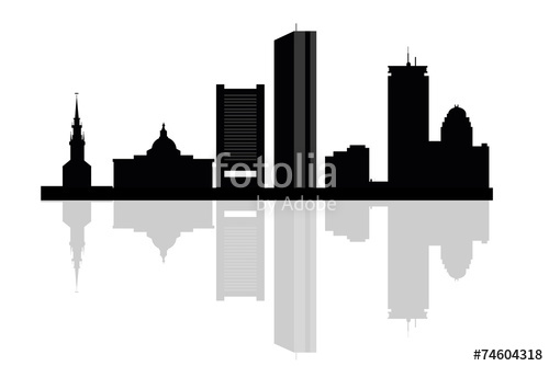 500x334 Boston City Skyline Silhouette Background. Vector Illustration
