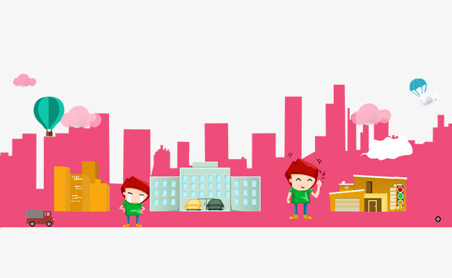 650x400 Cartoon Painted Background, Hand Painted Cartoon, City Silhouette