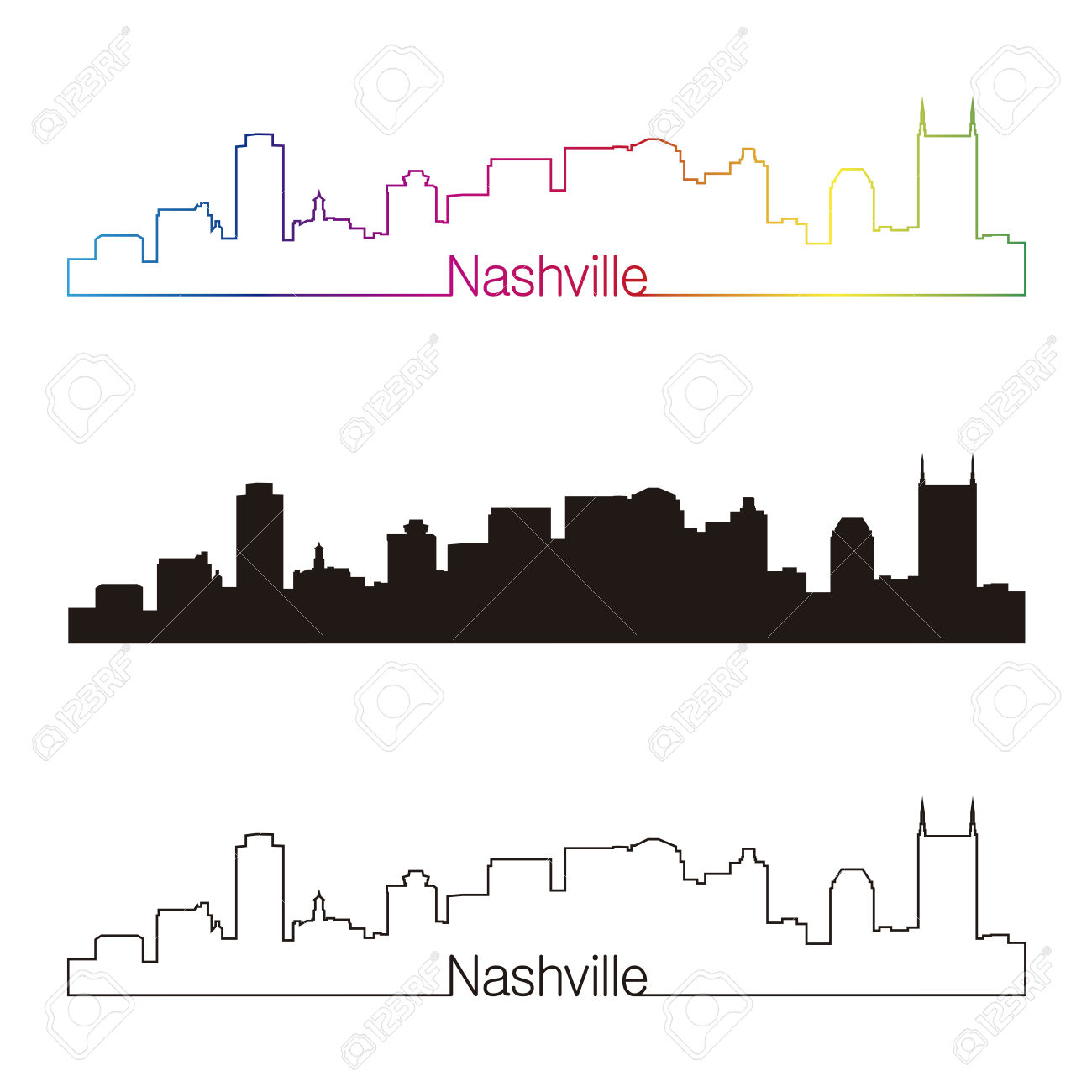 1300x1300 Nashville Skyline Silhouette