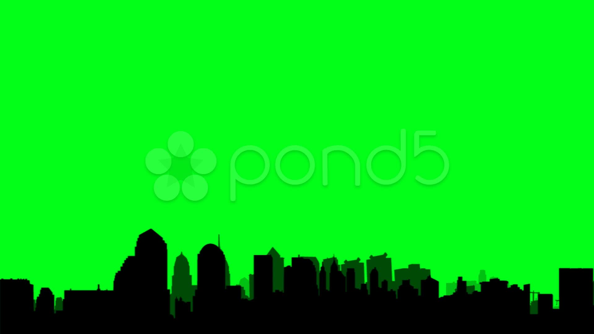 1920x1080 City Skyline Silhouette On A Green Screen Background ~ Hi Res