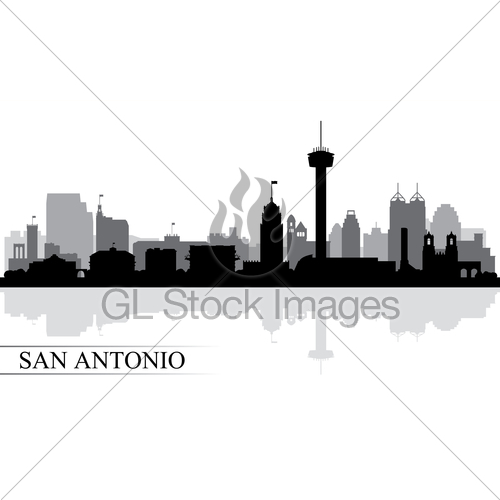 500x500 San Antonio City Skyline Silhouette Background Gl Stock Images