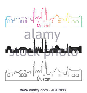 300x320 Muscat Oman City Skyline Silhouette. Vector Illustration Stock