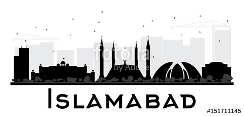 500x238 Islamabad City Skyline Black And White Silhouette. Stock Image