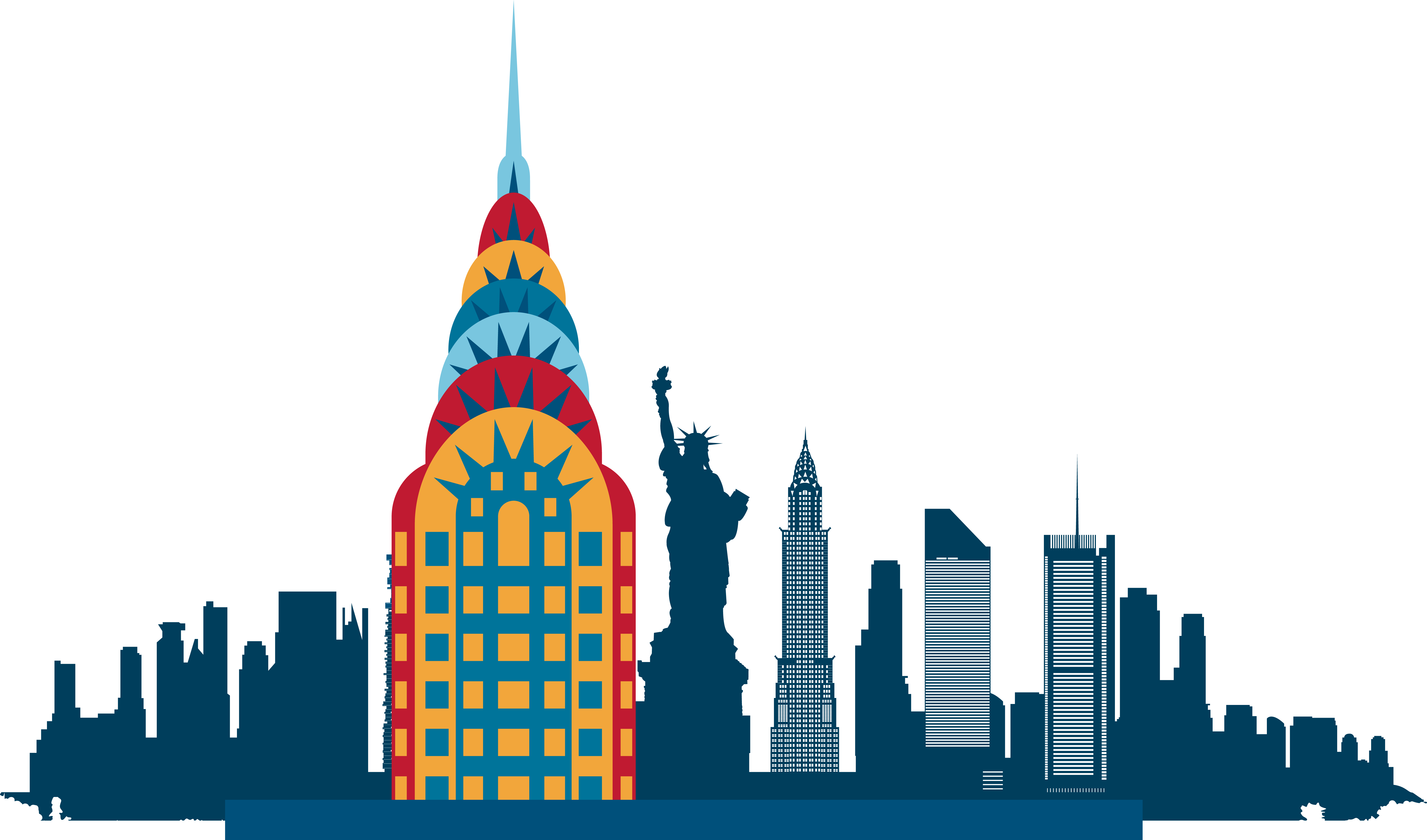 5926x3489 New York City Skyline Silhouette Illustration