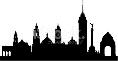 380x197 Mexico City Skyline (Complete, Detailed, Moveable Buildings) Stock
