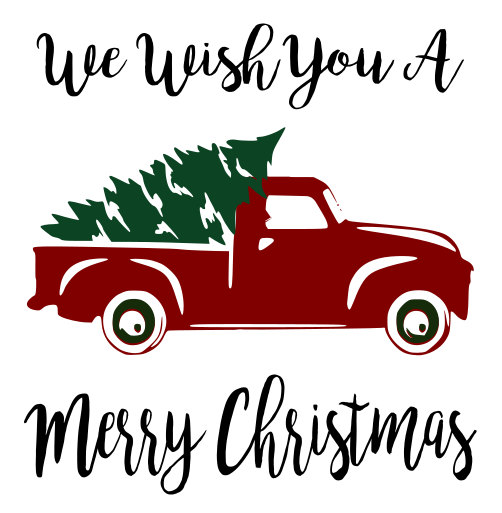 502x513 Red Truck And Christmas Tree Svg File, Quote Cut File, Silhouette