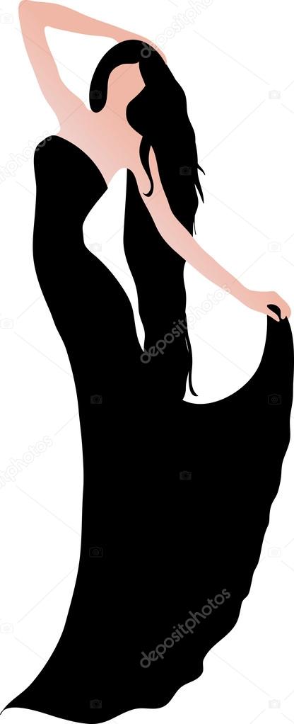 416x1022 Elegant Woman Silhouette Clip Art
