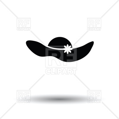 400x400 Elegant Wide Brimmed Woman Hat Icon Royalty Free Vector Clip Art