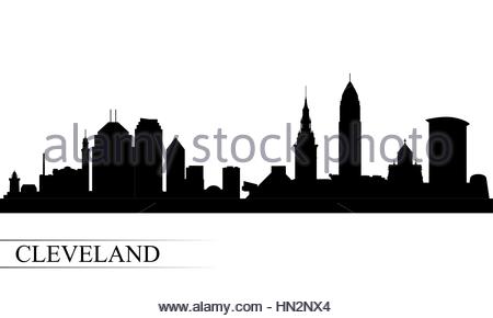 450x290 Cleveland Ohio City Skyline Silhouette. Vector Illustration Stock