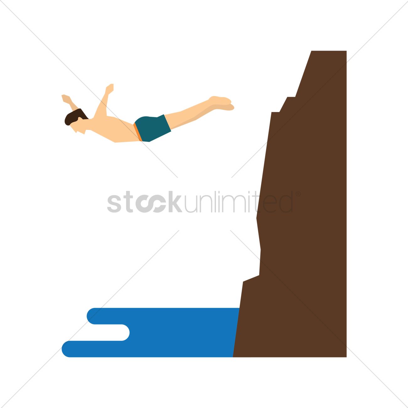 1300x1300 Cliff Diving Vector Image
