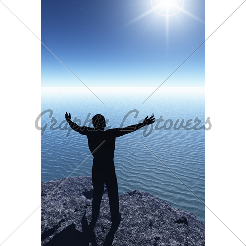 500x500 Man Silhouette On Cliff Gl Stock Images