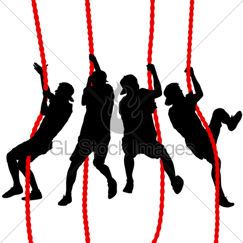 500x500 Black Set Silhouette Mountain Climber Climbing A Tightrop Gl