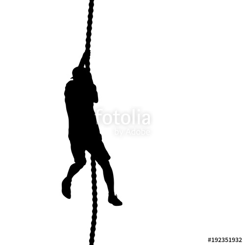 500x500 Black Silhouette Mountain Climber Climbing A Tightrope Up On Hands