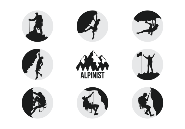 700x490 Alpinists Climbers Silhouettes Vector