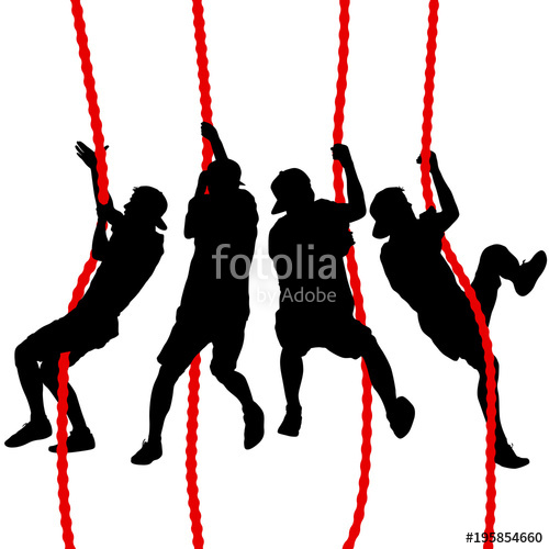 500x500 Black Set Silhouette Mountain Climber Climbing A Tightrope Up