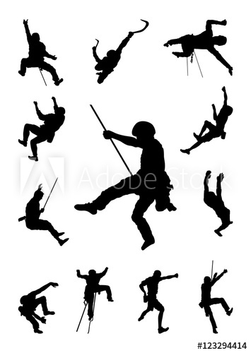 355x500 Man Climber Climb Extreme Mountain Climbing Pose Silhouette