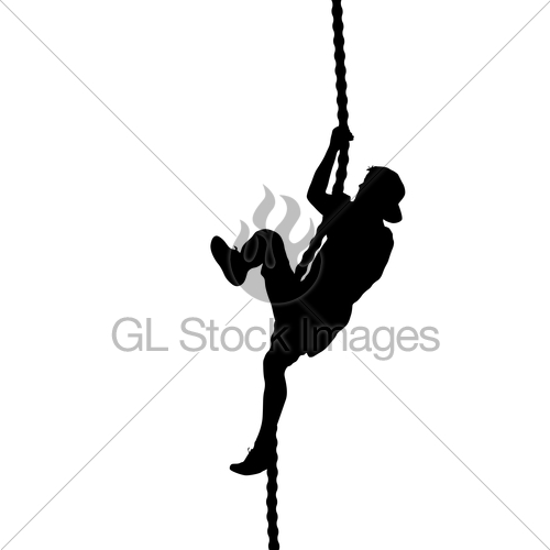 500x500 Black Silhouette Mountain Climber Climbing A Tightrope Up Gl